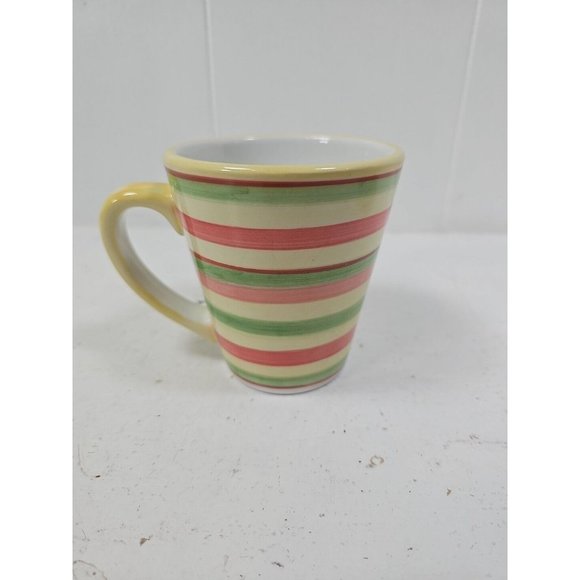 Dansk 10 oz Hand Painted Mug Lemon Zest Striped Ceramic Coffee Tea - Picture 3 of 4